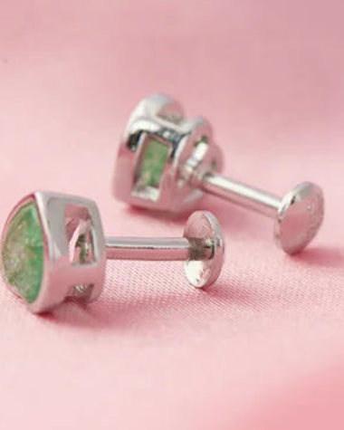 Olive Studs in 92.5 Silver