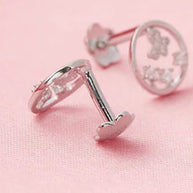 Butterfly Halo Studs in 92.5 Silver