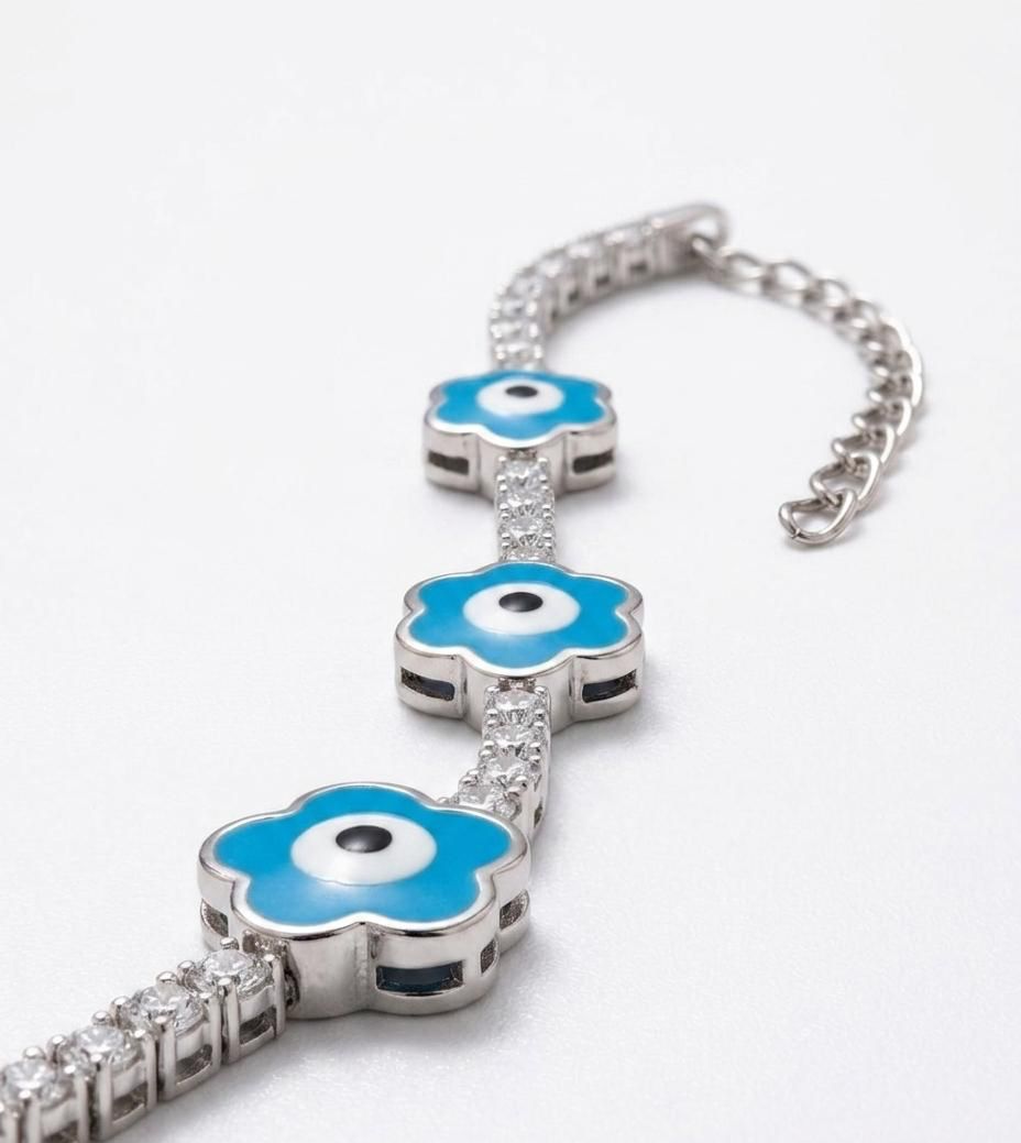 Sky Bloom Evil Eye Bracelet in 92.5 Silver