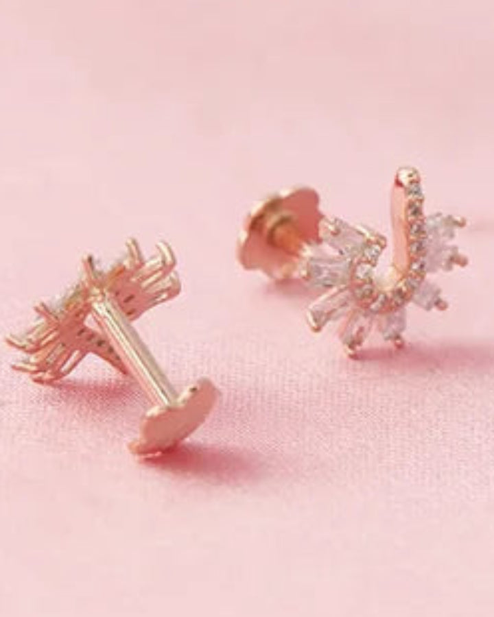Curved Floral Studs in 92.5 Silver