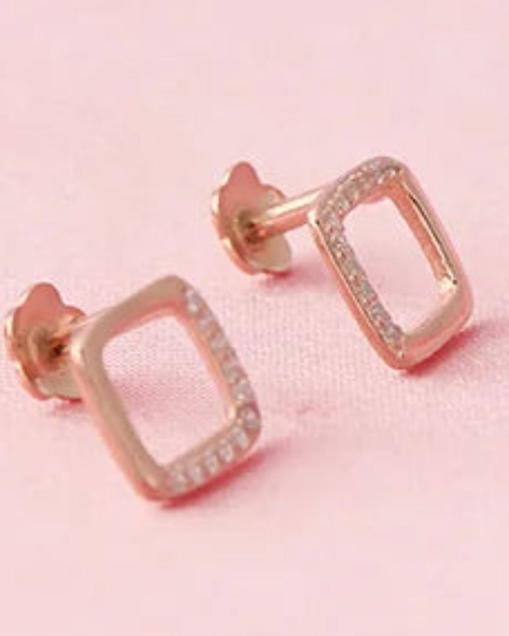 Halo Square Studs in 92.5 Silver
