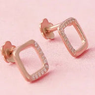 Halo Square Studs in 92.5 Silver