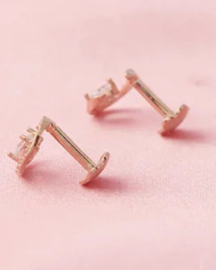 Moonlit Heart Studs in 92.5 Silver