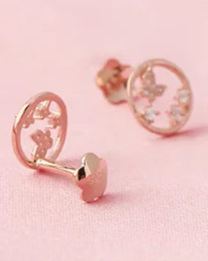 Halo Butterfly Studs in 92.5 Silver