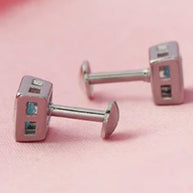 Mint Square Studs in 92.5 Silver
