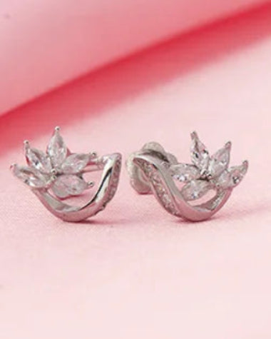 Blossom Curve Studs in 92.5 Silver