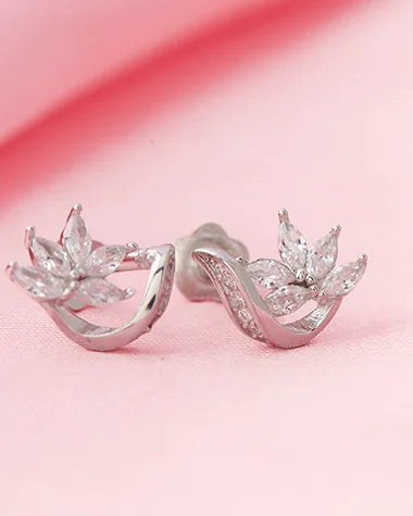 Blossom Curve Studs in 92.5 Silver