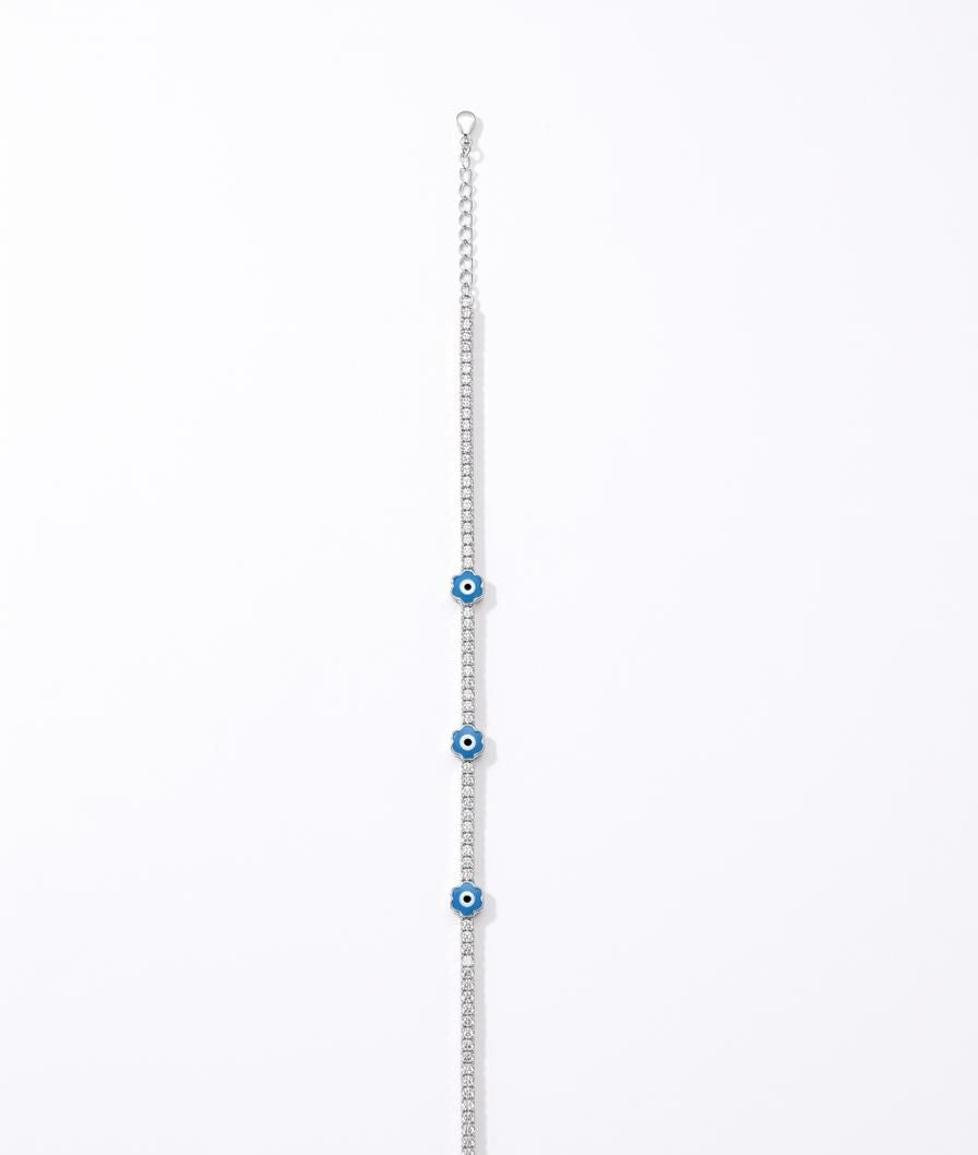 Sky Bloom Evil Eye Bracelet in 92.5 Silver