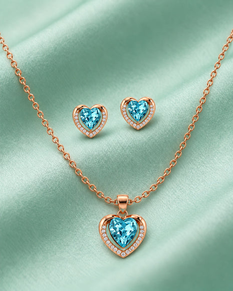 Blue Heart Radiance Pendant Set in 92.5 Silver