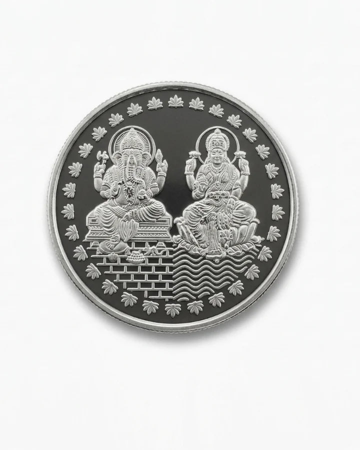 Lakshmi Ganesha 999 Pure silver Round Coin