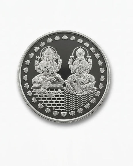 Lakshmi Ganesha 999 Pure silver Round Coin