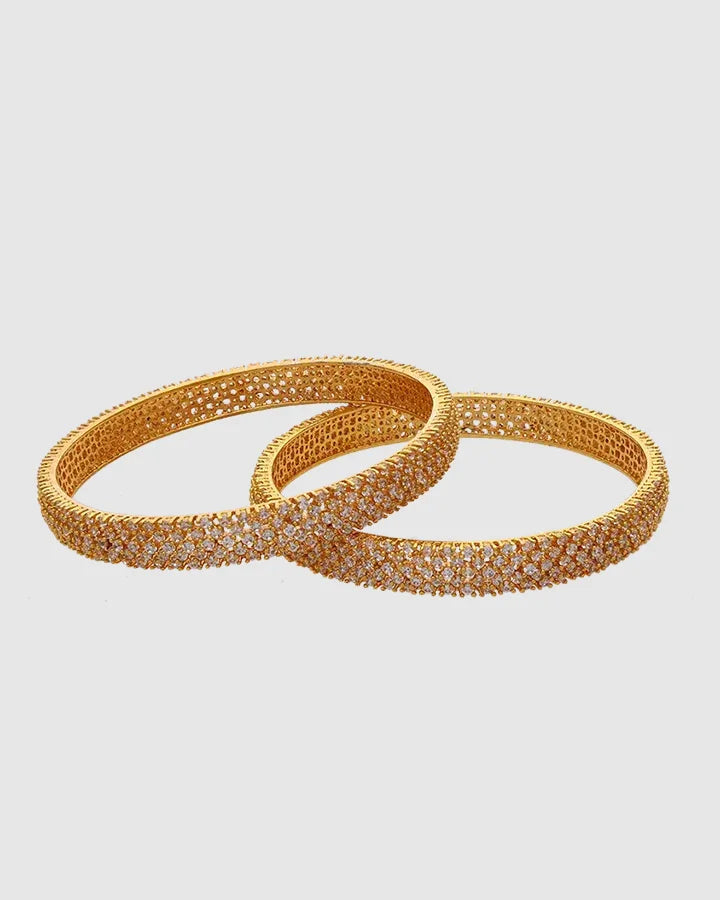 Golden Grace: Micro Stone Bangles in 92.5 Silver