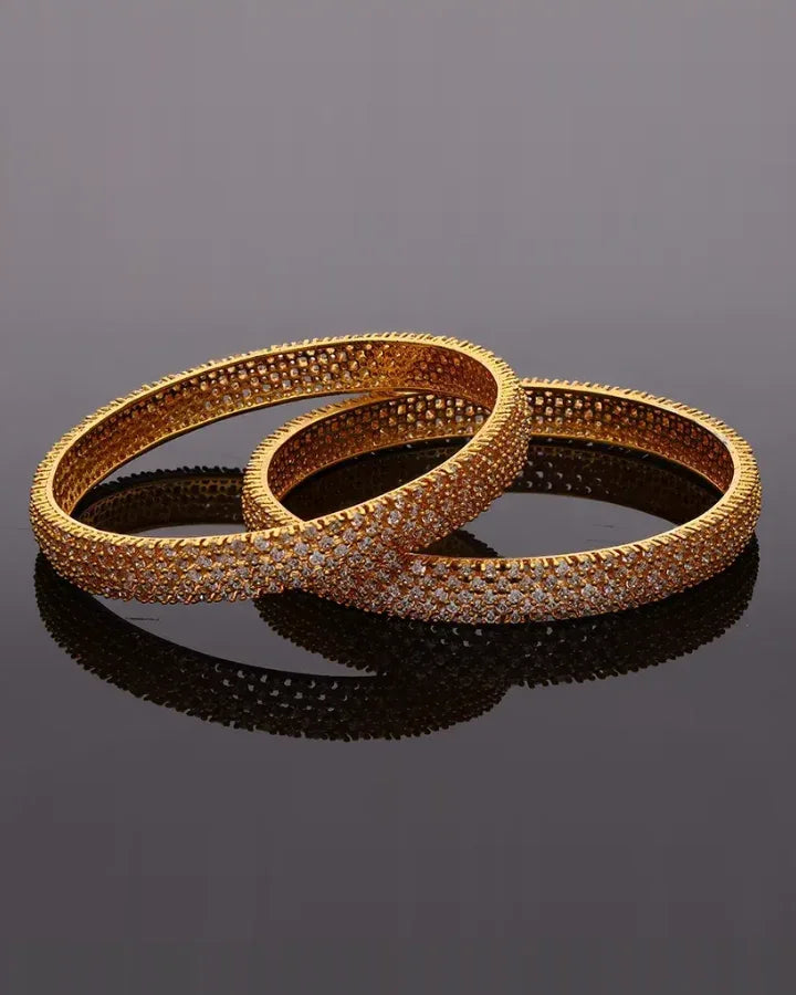 Golden Grace: Micro Stone Bangles in 92.5 Silver