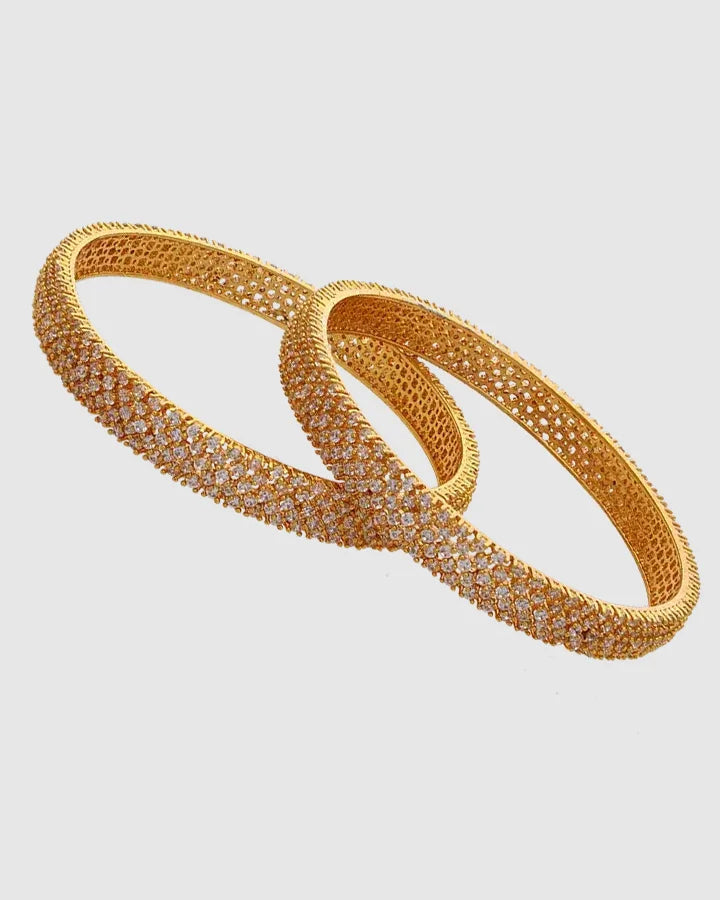 Golden Grace: Micro Stone Bangles in 92.5 Silver