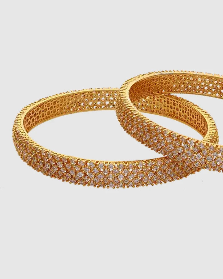 Golden Grace: Micro Stone Bangles in 92.5 Silver
