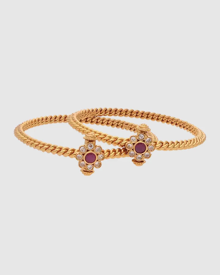 Twisted Elegance - Antique Gold Bangle in 92.5 Silver