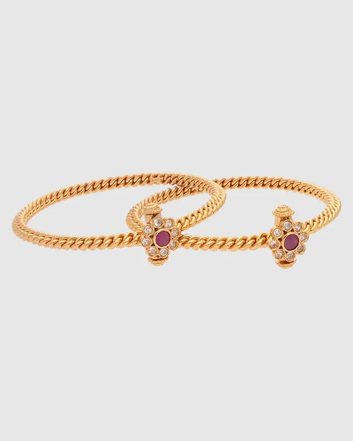 Twisted Elegance - Antique Gold Bangle in 92.5 Silver