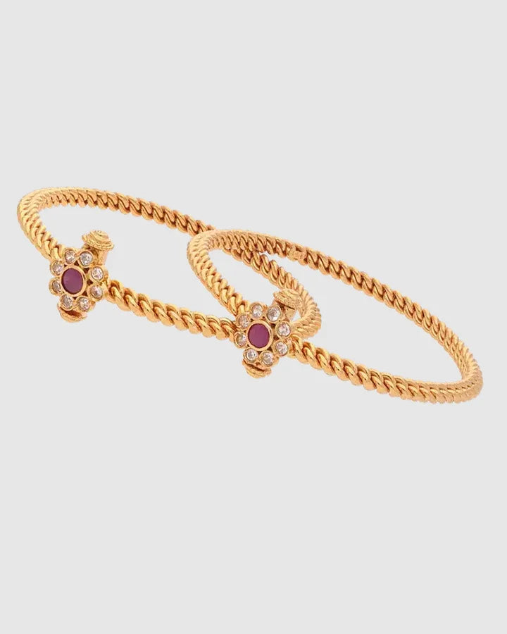 Twisted Elegance - Antique Gold Bangle in 92.5 Silver
