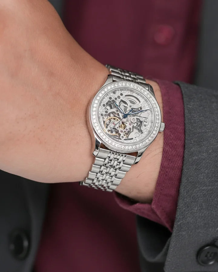 Skeleton Automatic Watch in 92.5 Silver