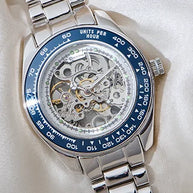 Blue Tachymeter Watch in 92.5 Silver side view - Silsila by Dvaar