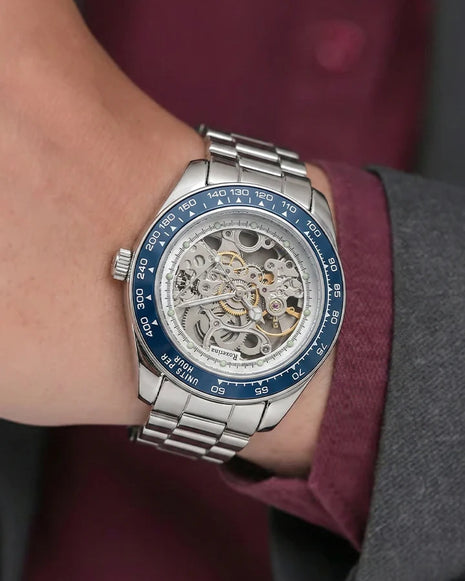 Blue Tachymeter Watch in 92.5 Silver - Silsila by Dvaar