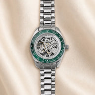 Green Tachymeter Watch in 92.5 Silver