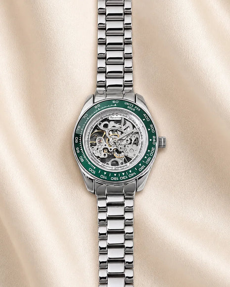 Green Tachymeter Watch in 92.5 Silver