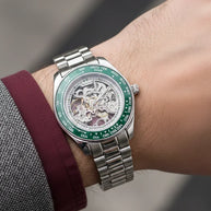 Green Tachymeter Watch in 92.5 Silver