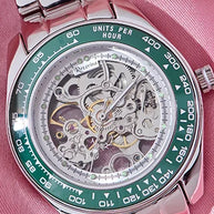 Green Tachymeter Watch in 92.5 Silver