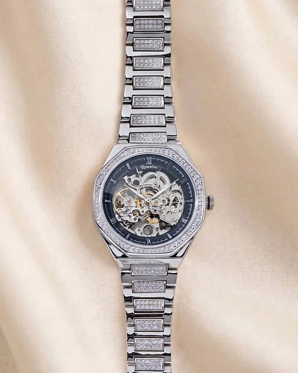 Black Stone Watch in 92.5 Silver