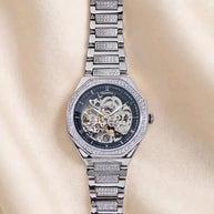 Black Stone Watch in 92.5 Silver