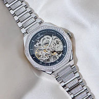 Black Stone Watch in 92.5 Silver