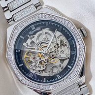 Black Stone Watch in 92.5 Silver
