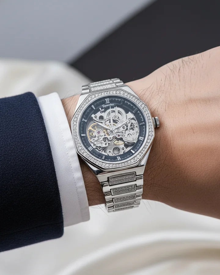 Black Stone Watch in 92.5 Silver