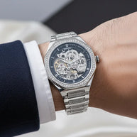 Black Stone Watch in 92.5 Silver