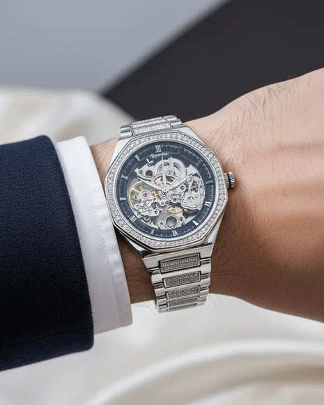 Black Stone Watch in 92.5 Silver - Silsila by Dvaar