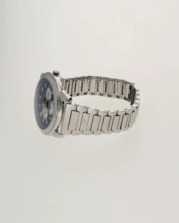 Blue Chrono Watch in 92.5 Silver
