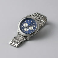 Blue Chrono Watch in 92.5 Silver
