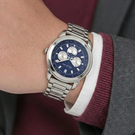 Blue Chrono Watch in 92.5 Silver