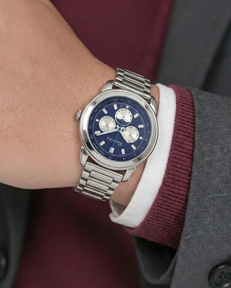 Blue Chrono Watch in 92.5 Silver
