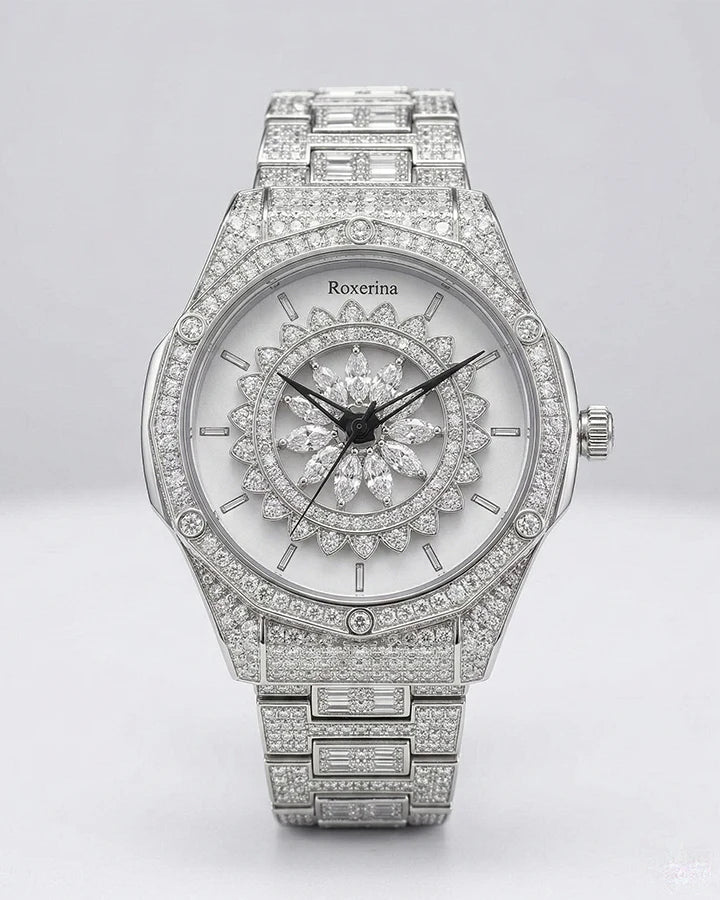White Floral Watch in 92.5 Silver