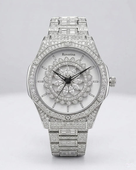 White Floral Watch in 92.5 Silver