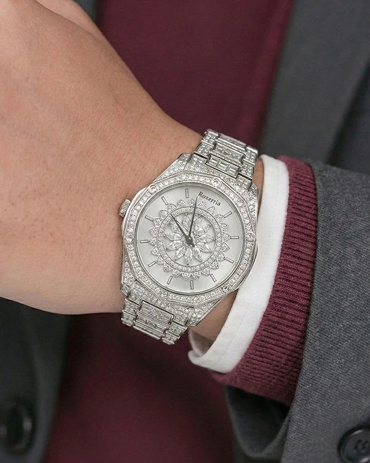 White Floral Watch in 92.5 Silver