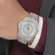 White Floral Watch in 92.5 Silver