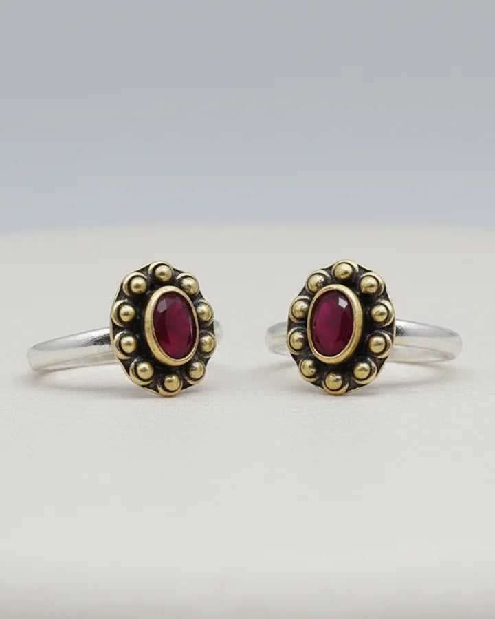 Ruby Toe Rings in 92.5 Silver