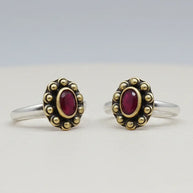 Ruby Toe Rings in 92.5 Silver