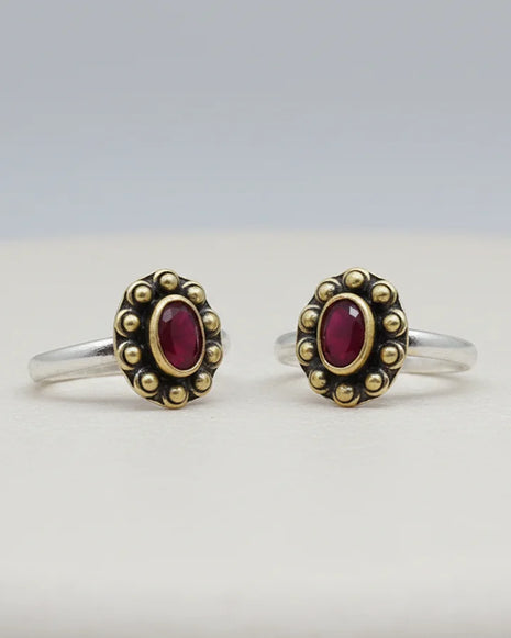 Ruby Toe Rings in 92.5 Silver