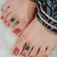 Ruby Toe Rings in 92.5 Silver - Silsila by Dvaar