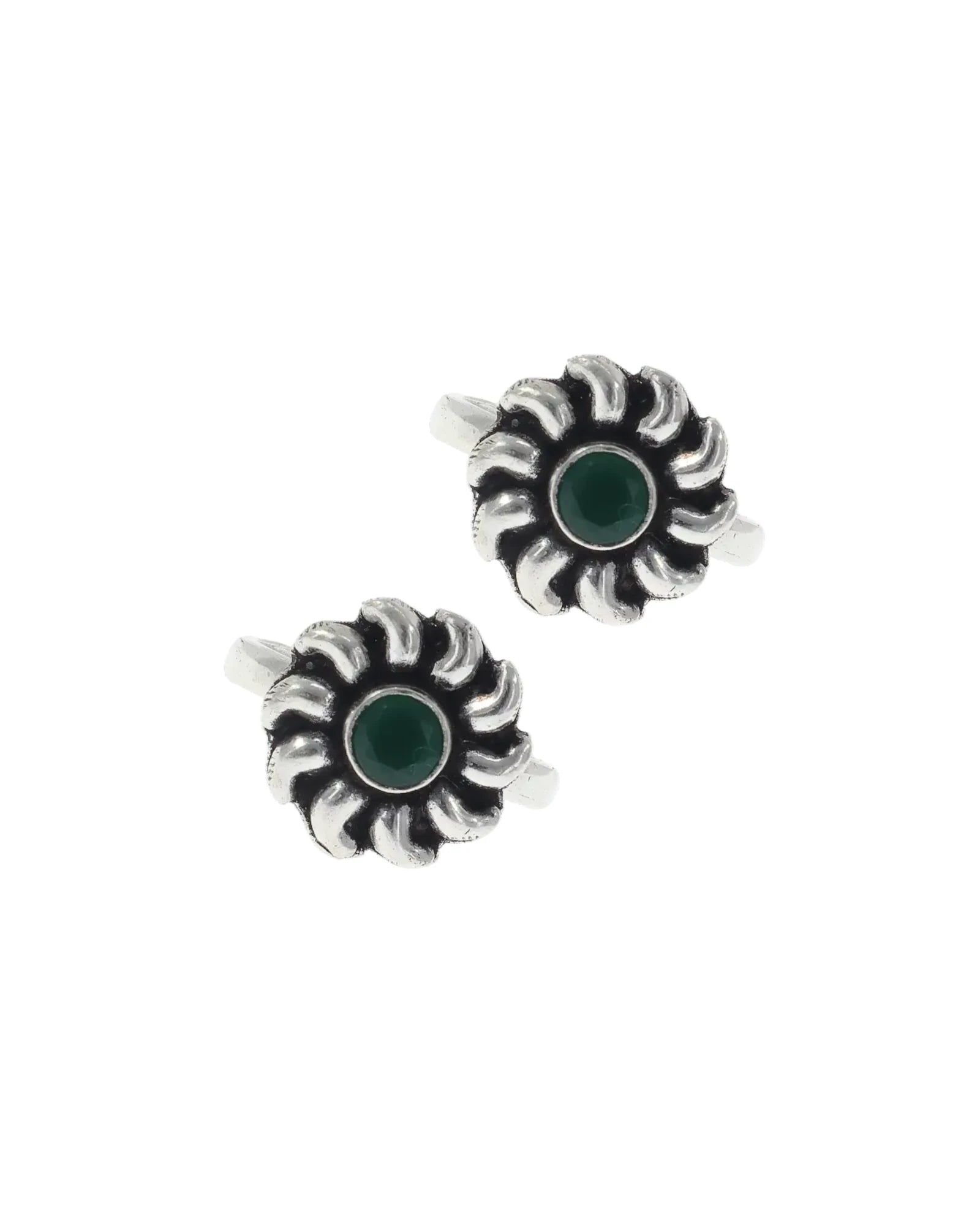 Emerald Toe Rings in 92.5 Silver