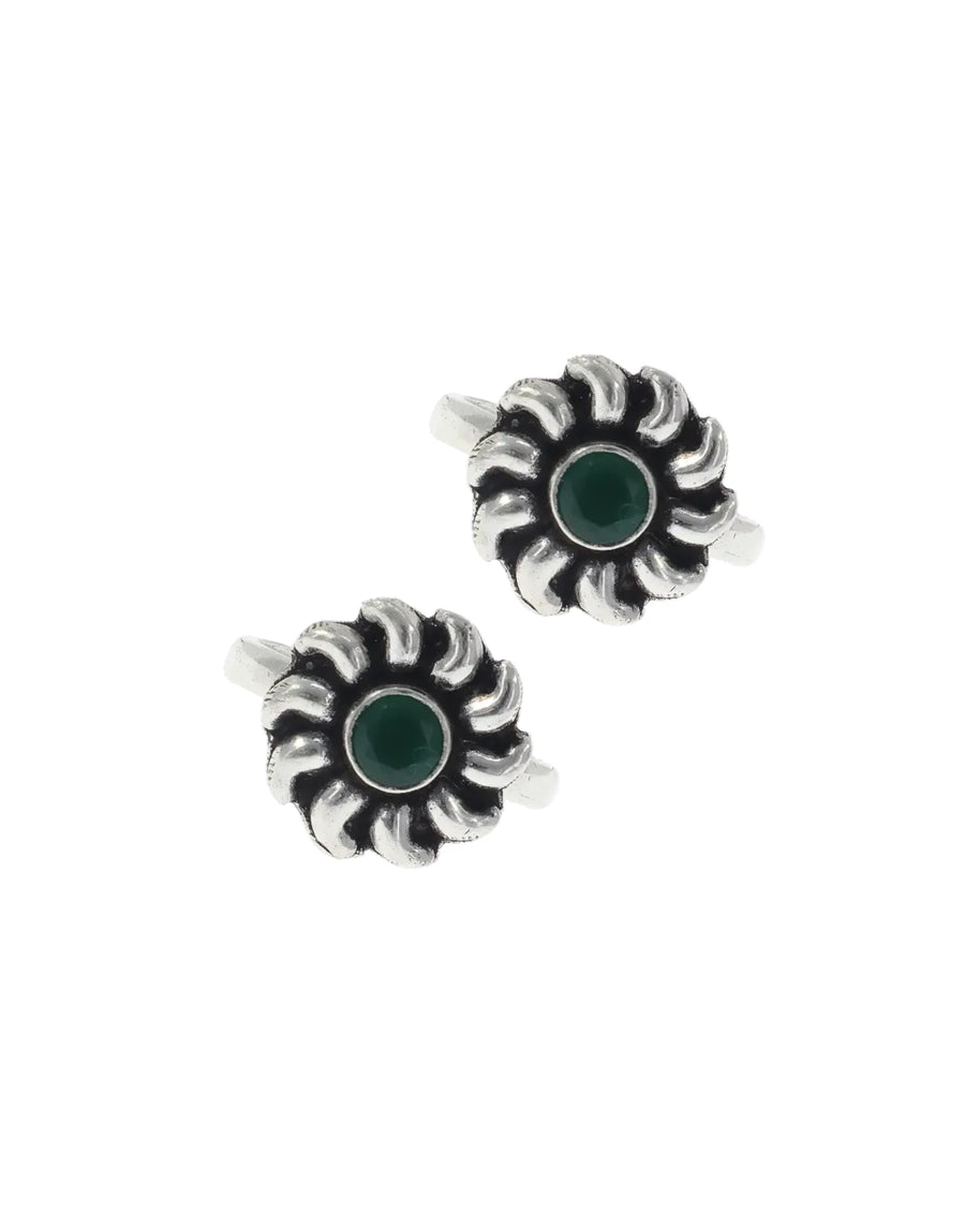 Emerald Toe Rings in 92.5 Silver